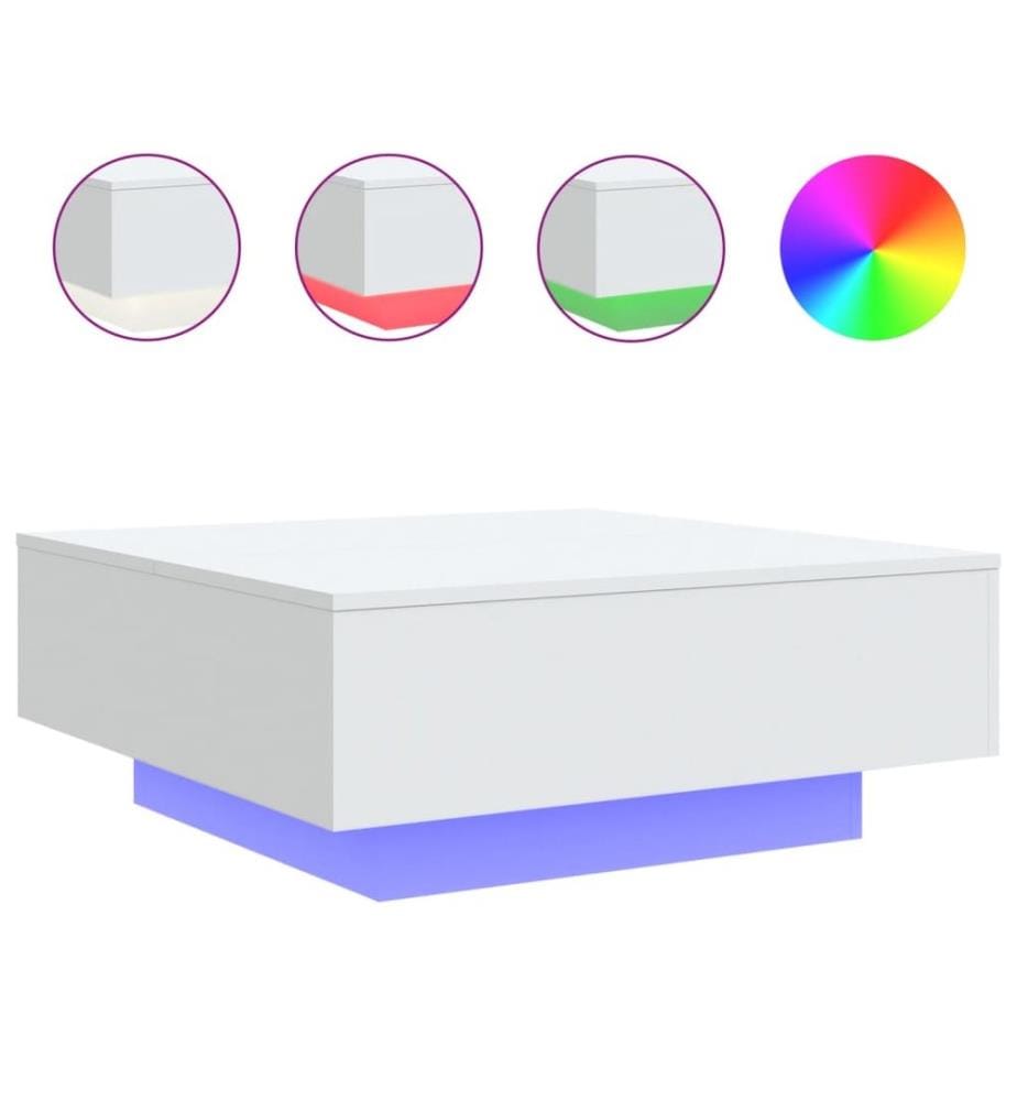 Couchtisch mit LED-Leuchten Weiss 80x80x31 cm
