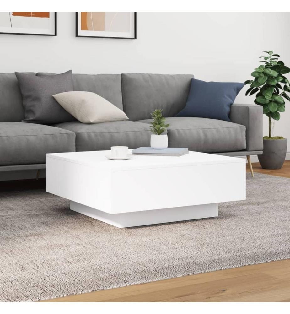 Couchtisch mit LED-Leuchten Weiss 80x80x31 cm