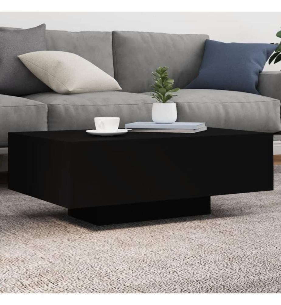 Couchtisch mit LED-Leuchten Schwarz 85x55x31 cm