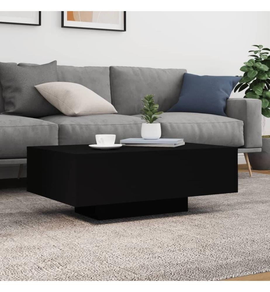 Couchtisch mit LED-Leuchten Schwarz 85x55x31 cm