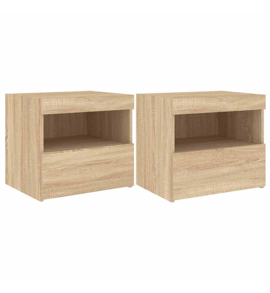 Nachttische mit LED-Leuchten 2 Stk. Sonoma Eiche 50x40x45 cm