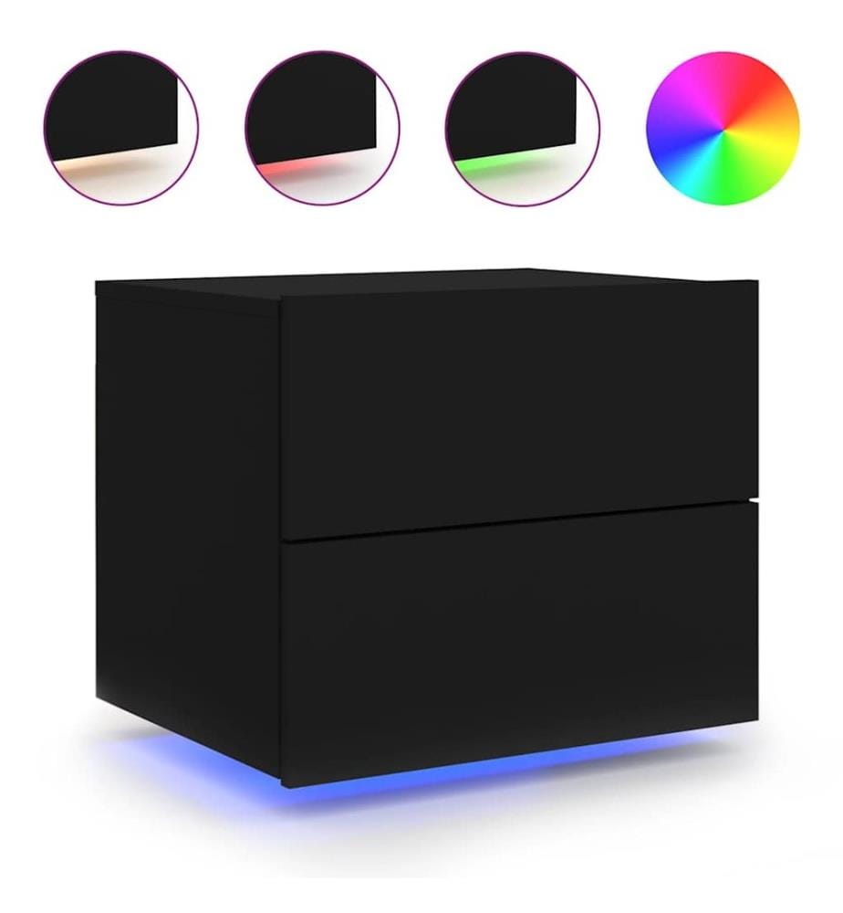 Wand-Nachttisch mit LED-Leuchten Schwarz