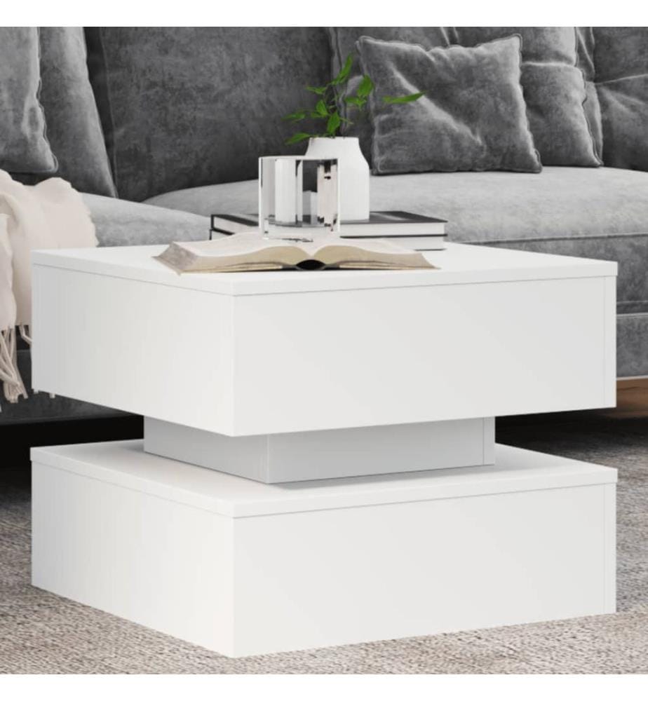 Couchtisch mit LED-Leuchten Weiss 50x50x40 cm