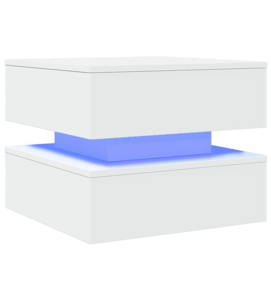 Couchtisch mit LED-Leuchten Weiss 50x50x40 cm