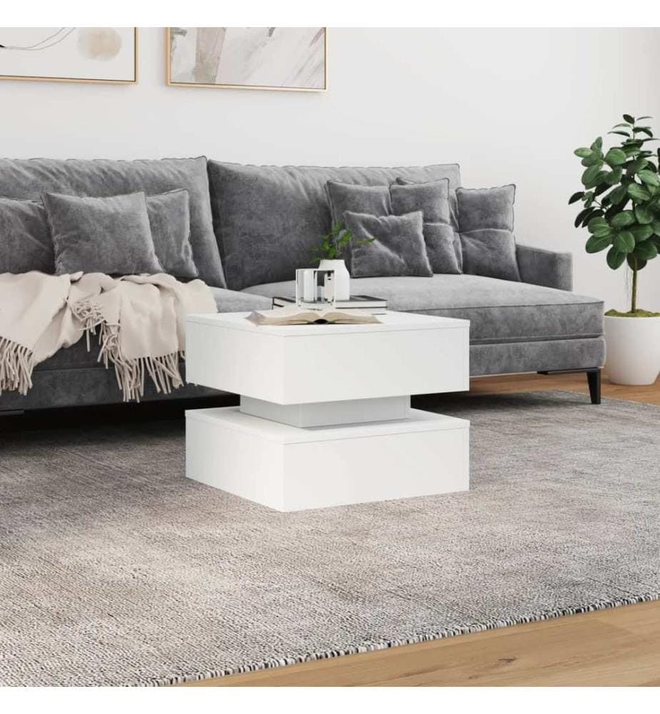 Couchtisch mit LED-Leuchten Weiss 50x50x40 cm