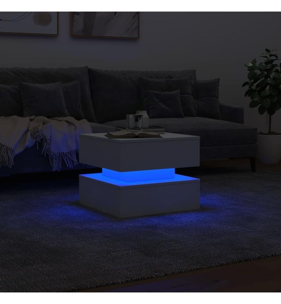 Couchtisch mit LED-Leuchten Weiss 50x50x40 cm