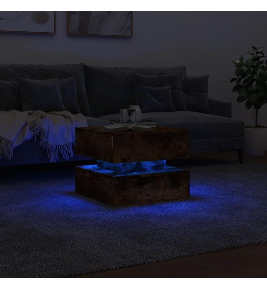 Couchtisch mit LED-Leuchten Räuchereiche 50x50x40 cm