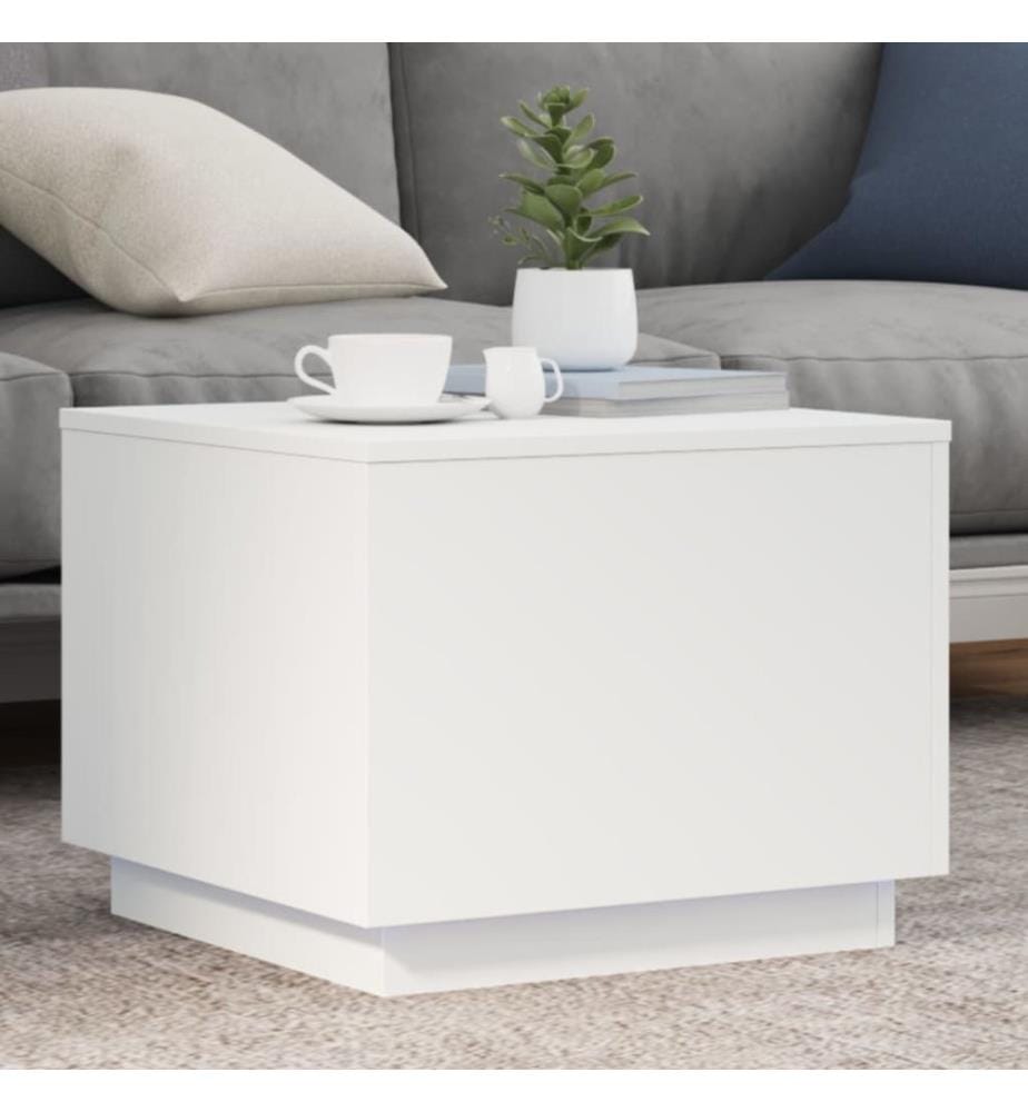 Couchtisch mit LED-Leuchten Weiss 50x50x40 cm
