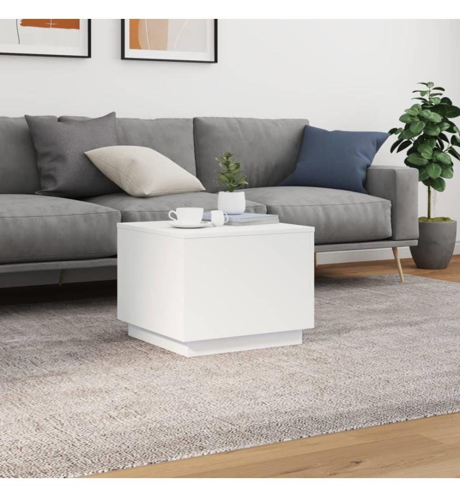 Couchtisch mit LED-Leuchten Weiss 50x50x40 cm
