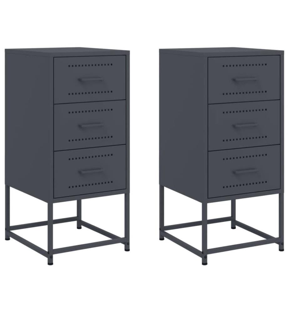 Tables de chevet 2 pcs anthracite 36x39x78 cm acier