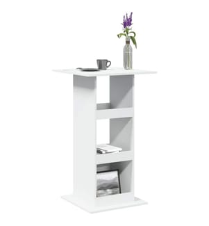 Table de bar avec rangement blanc 60x60x102cm bois d'ingénierie