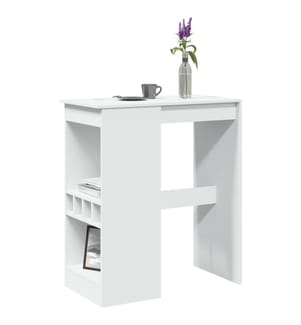 Table de bar avec étagères blanc bois d'ingénierie