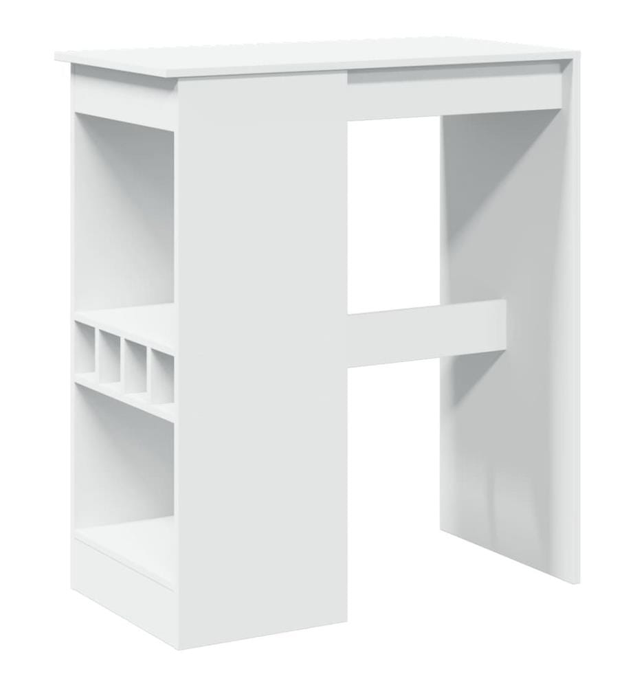 Table de bar avec étagères blanc bois d'ingénierie