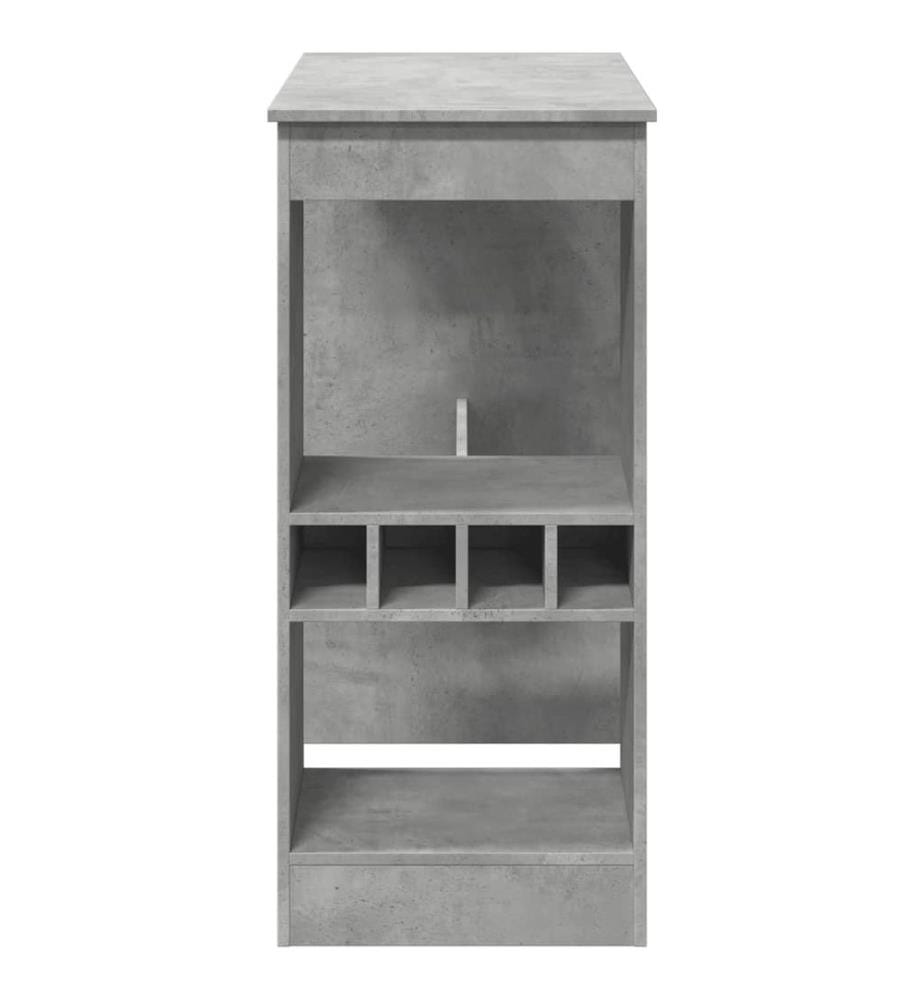 Table de bar avec étagères gris béton bois d'ingénierie
