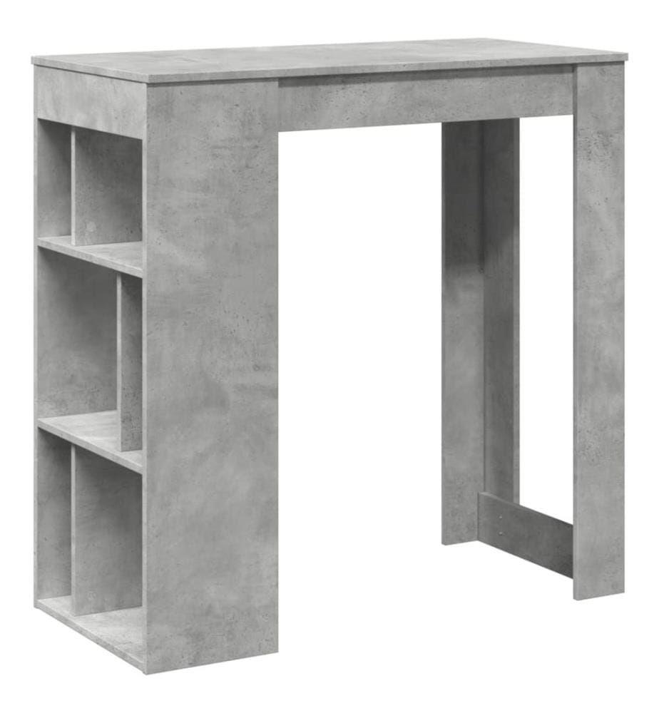 Table de bar avec étagères gris béton bois d'ingénierie