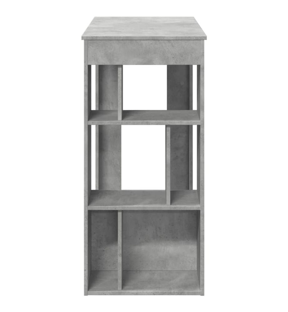 Table de bar avec étagères gris béton bois d'ingénierie