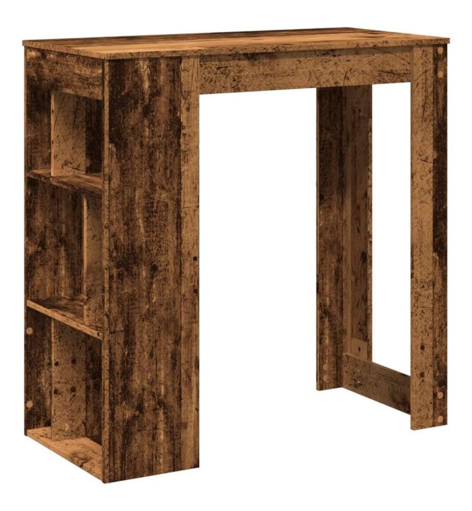 Table de bar avec étagères vieux bois bois d'ingénierie