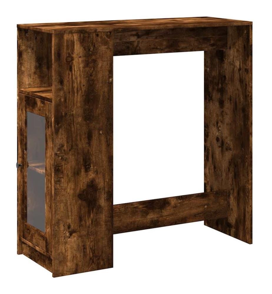 Table de bar avec étagères chêne fumé bois d'ingénierie
