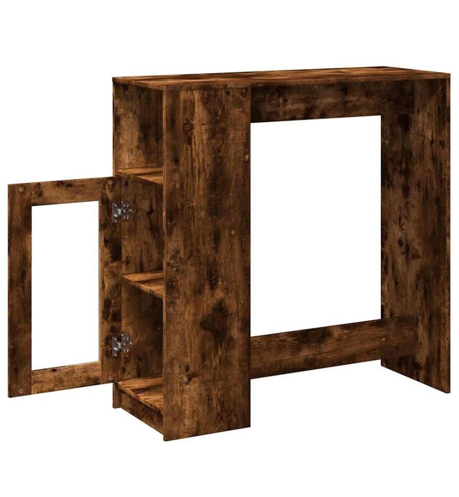 Table de bar avec étagères chêne fumé bois d'ingénierie