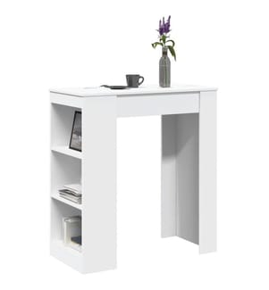 Table de bar avec étagères blanc bois d'ingénierie