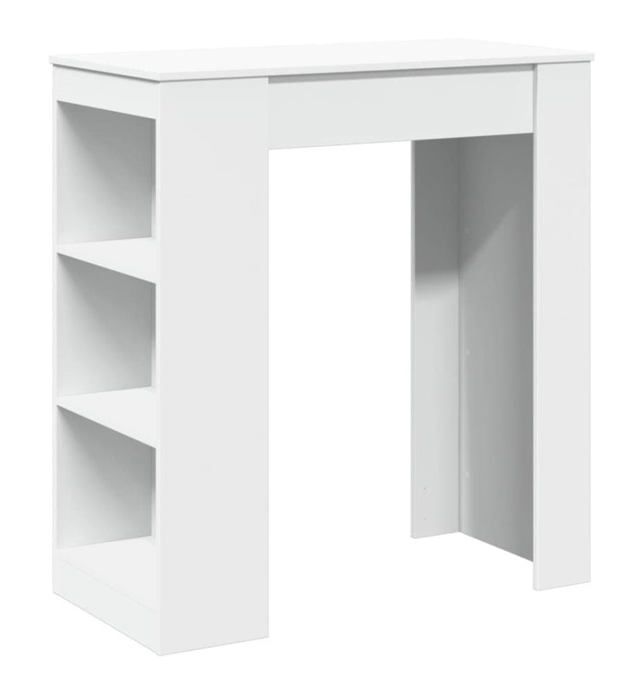 Table de bar avec étagères blanc bois d'ingénierie