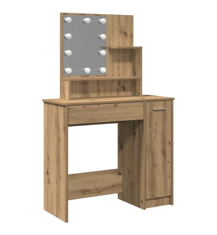 Coiffeuse avec LED chêne artisanal 86,5x35x136 cm