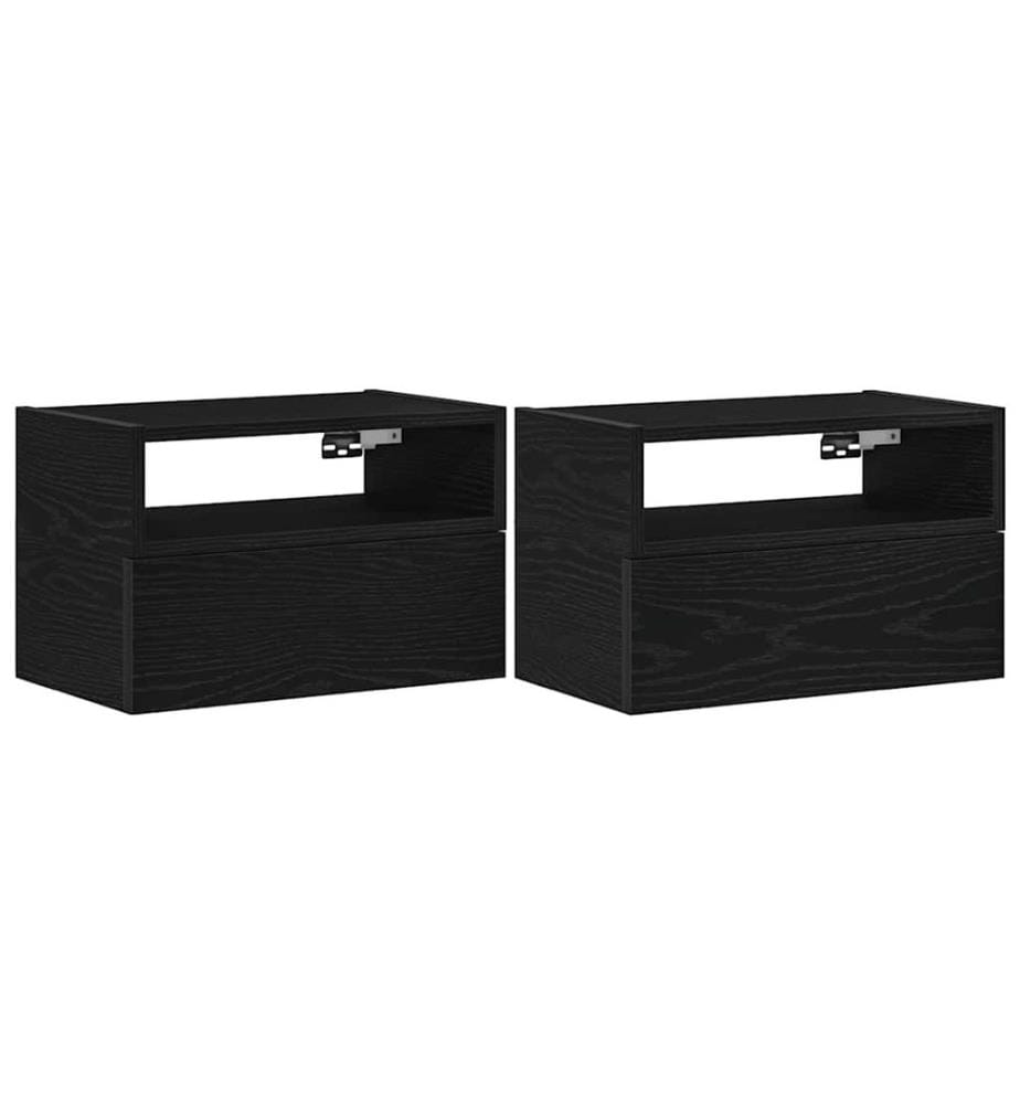 Wand-Nachttische 2 Stk. Schwarz 45x26x28,5 cm
