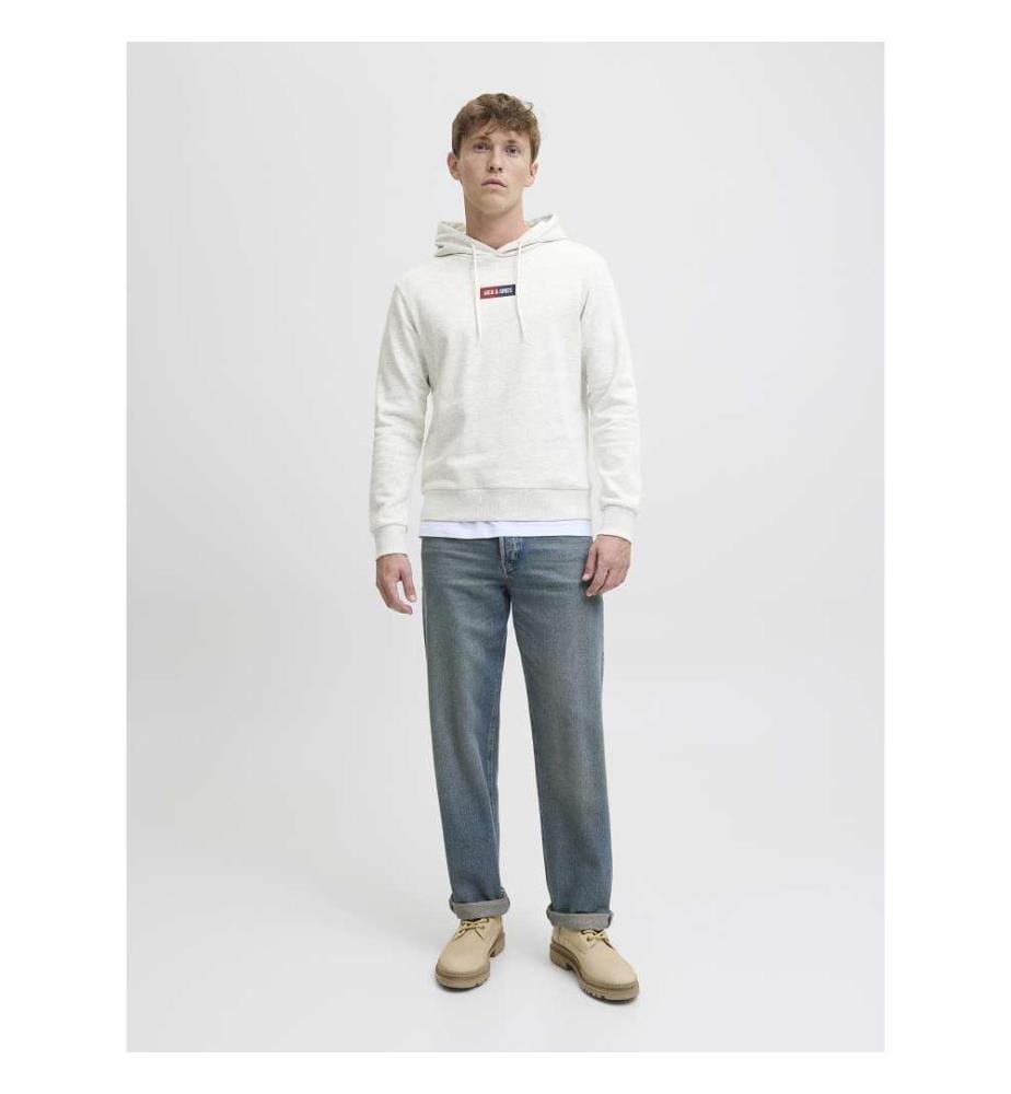 Hoodie - White-Melange