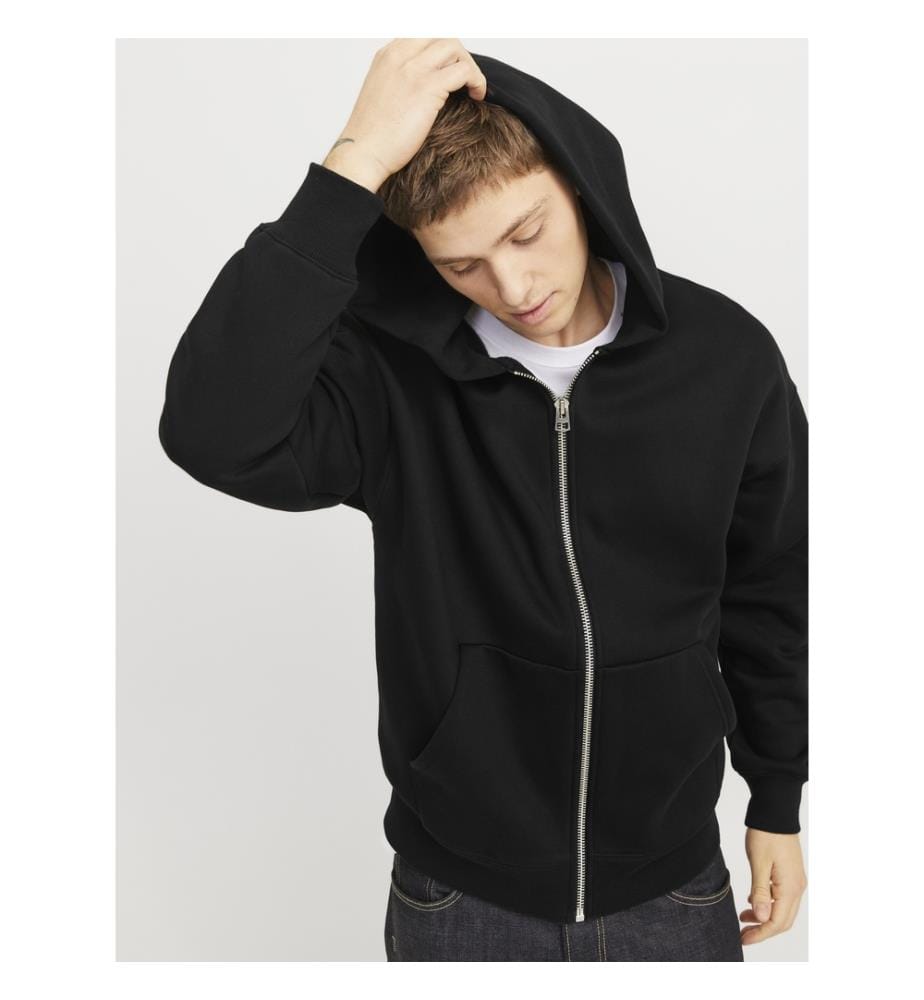 Kapuzen-Sweatshirt mit Reissverschluss - Schwarz