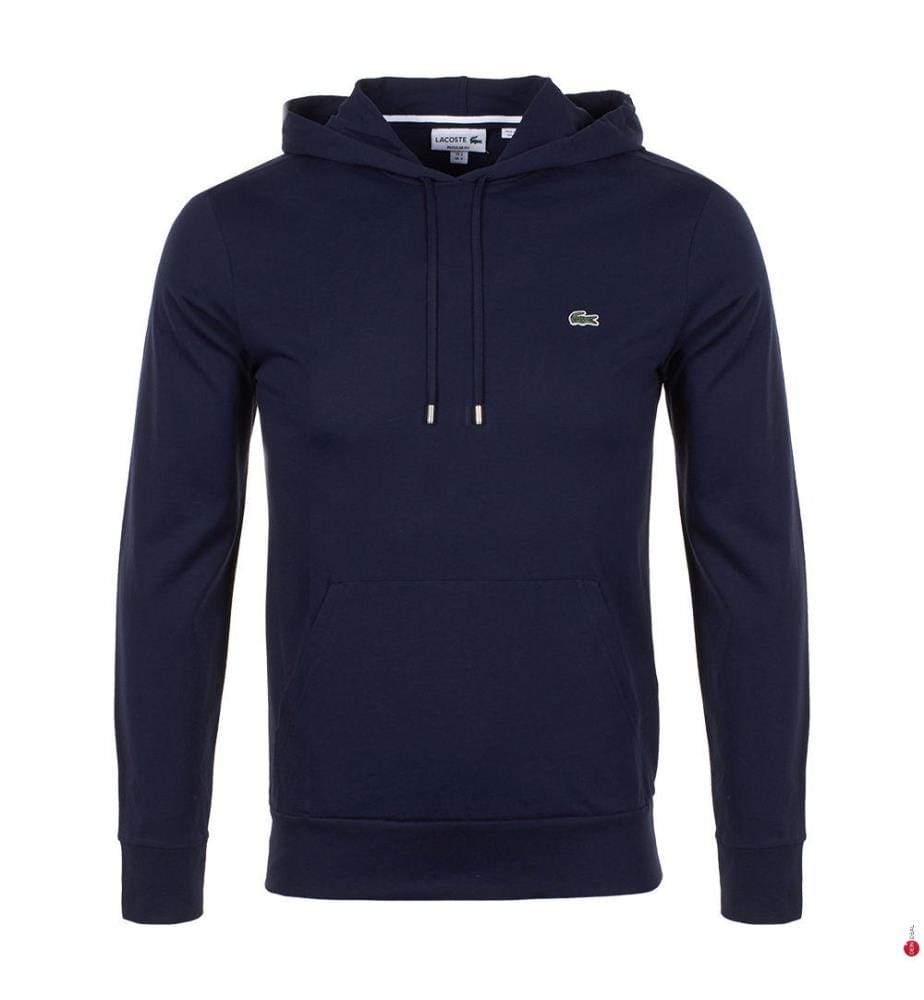 Hoodie aus einfarbigem Baumwolljersey in Marine