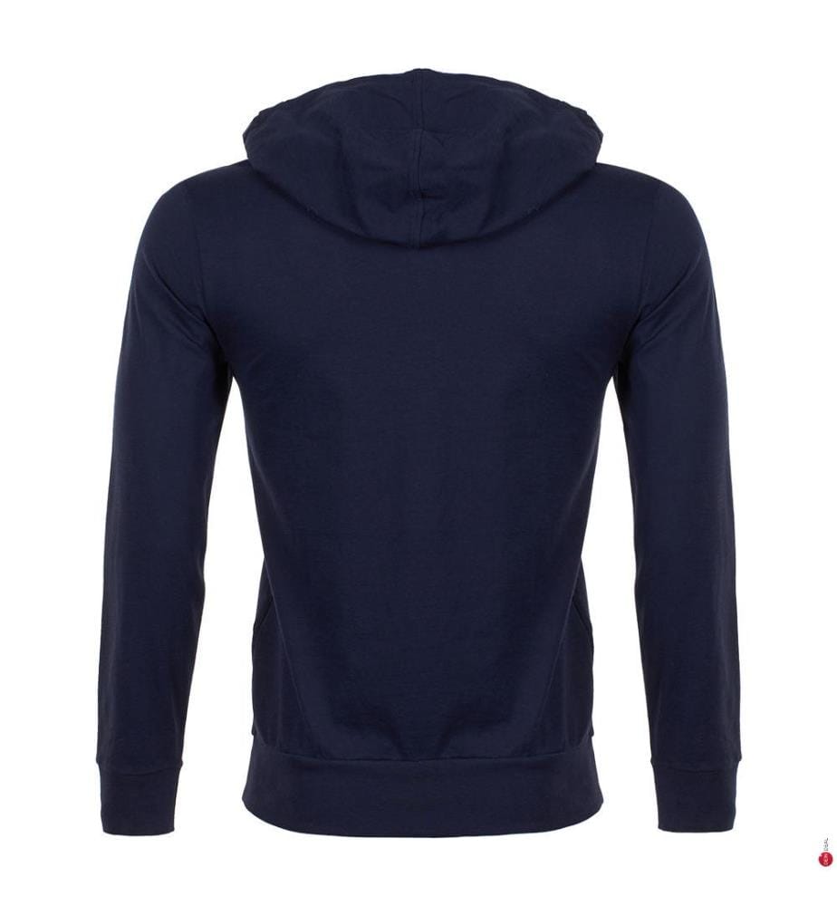 Hoodie aus einfarbigem Baumwolljersey in Marine