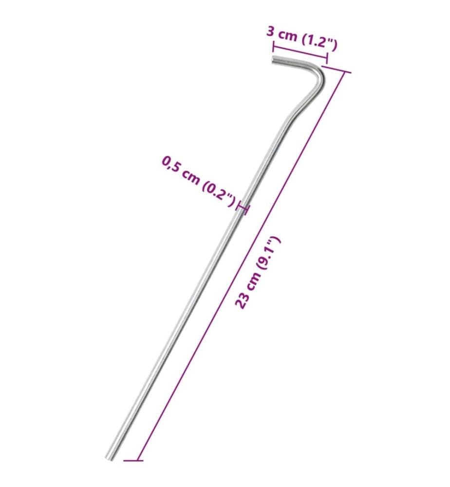 Piquets de tente 50 pcs 23 cm Ø5 mm acier galvanisé