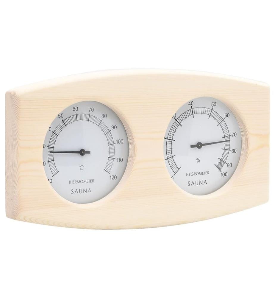 2-in-1 Sauna-Hygrothermograph und Sanduhr Set Massivholz Kiefer