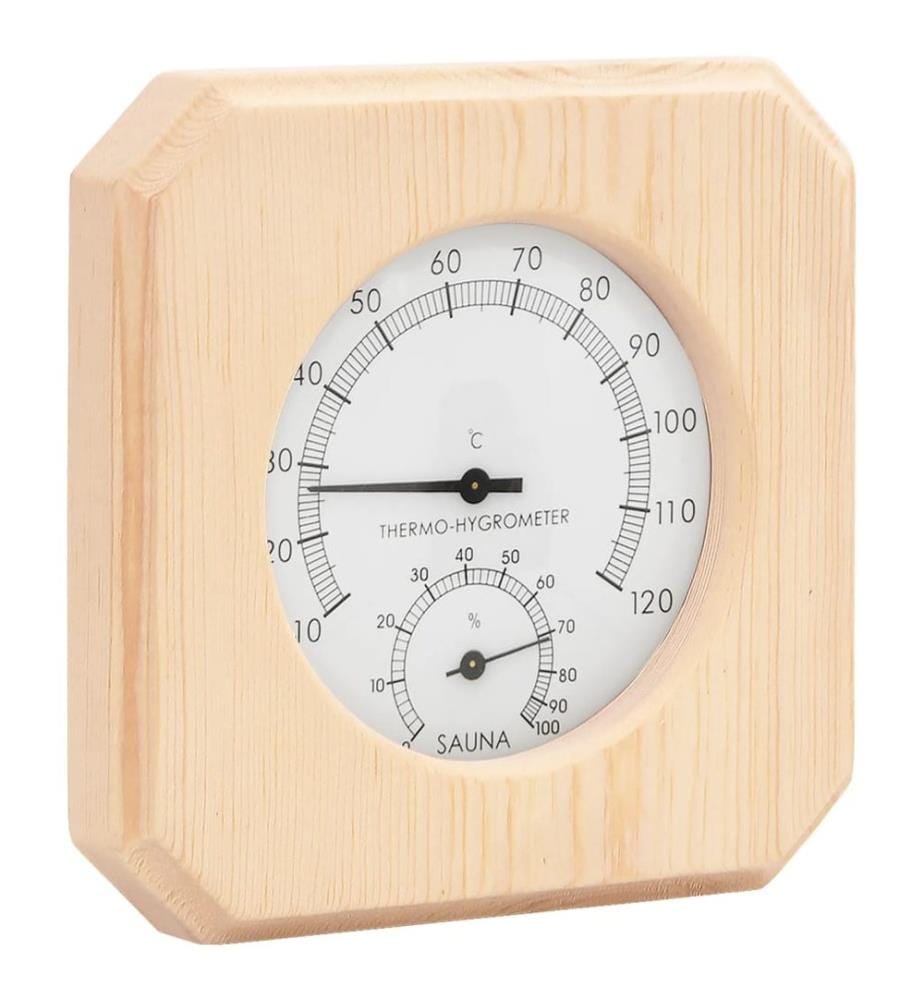 2-in-1 Sauna-Hygrothermograph und Sanduhr Set Massivholz Kiefer
