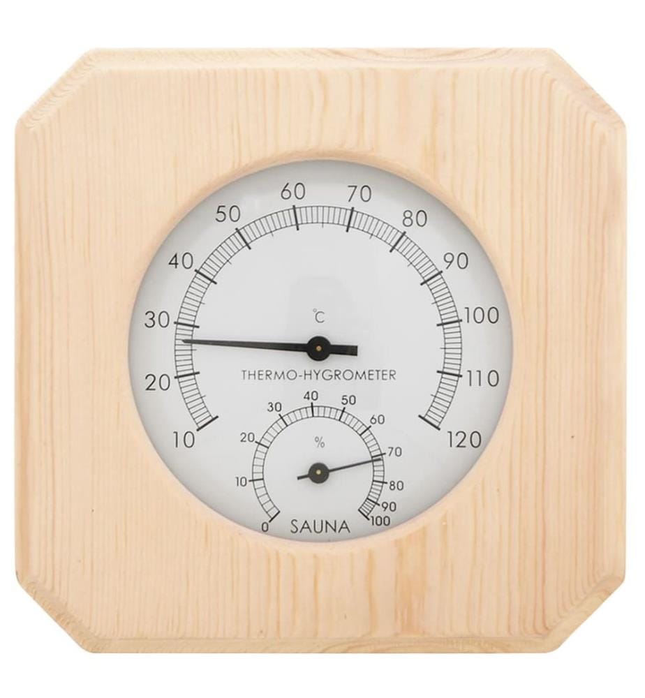 2-in-1 Sauna-Hygrothermograph und Sanduhr Set Massivholz Kiefer