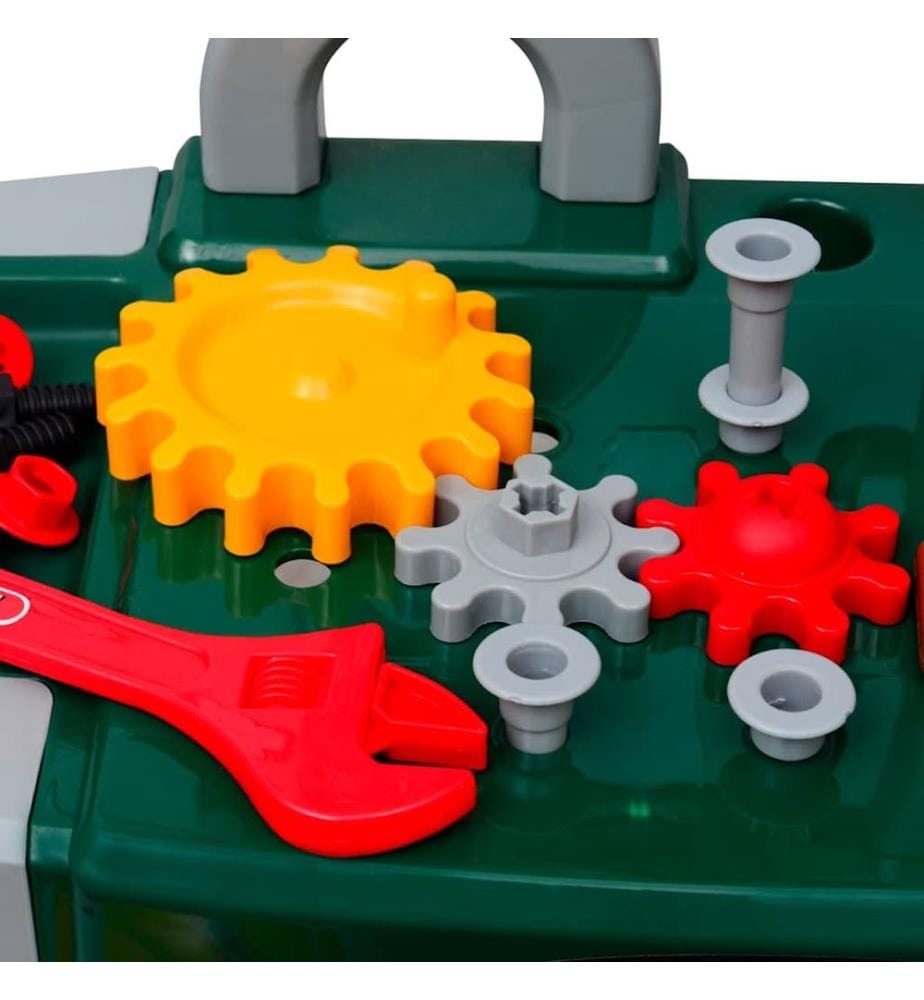 Kinderwerkbank Werkzeugbank mit Werkzeugen grün + grau