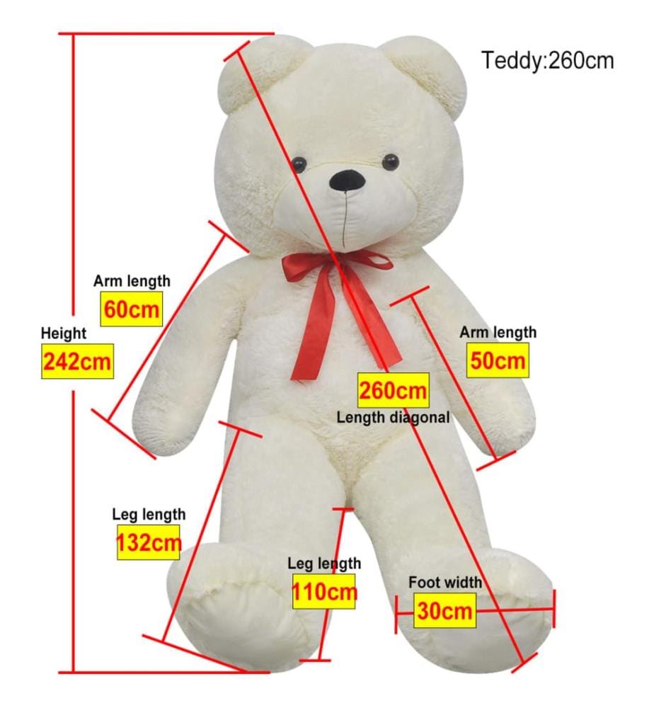 Teddybär Kuscheltier Plüsch Weiss 242 cm