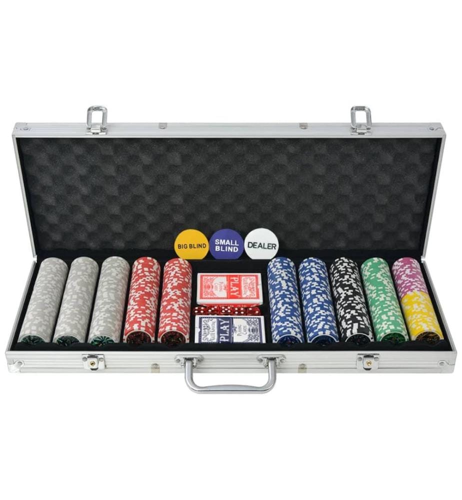 Poker Set mit 500 Laserchips Aluminium