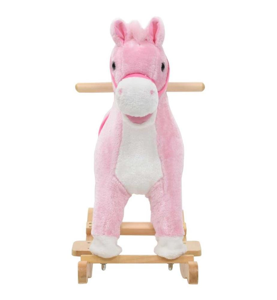 Schaukeltier Pferd Plüsch 65x32x58 cm Rosa