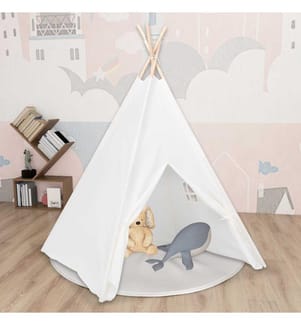 Kinder Tipi-Zelt mit Tasche Pfirsichhaut Weiss 120x120x150 cm