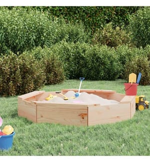 Sandkasten mit Sitzen Achteck Massivholz Kiefer