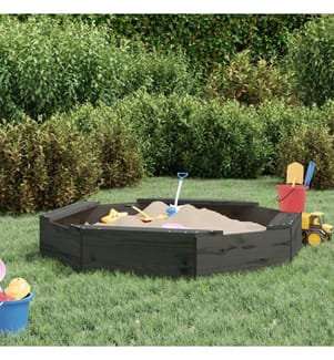 Sandkasten mit Sitzen Grau Achteck Massivholz Kiefer