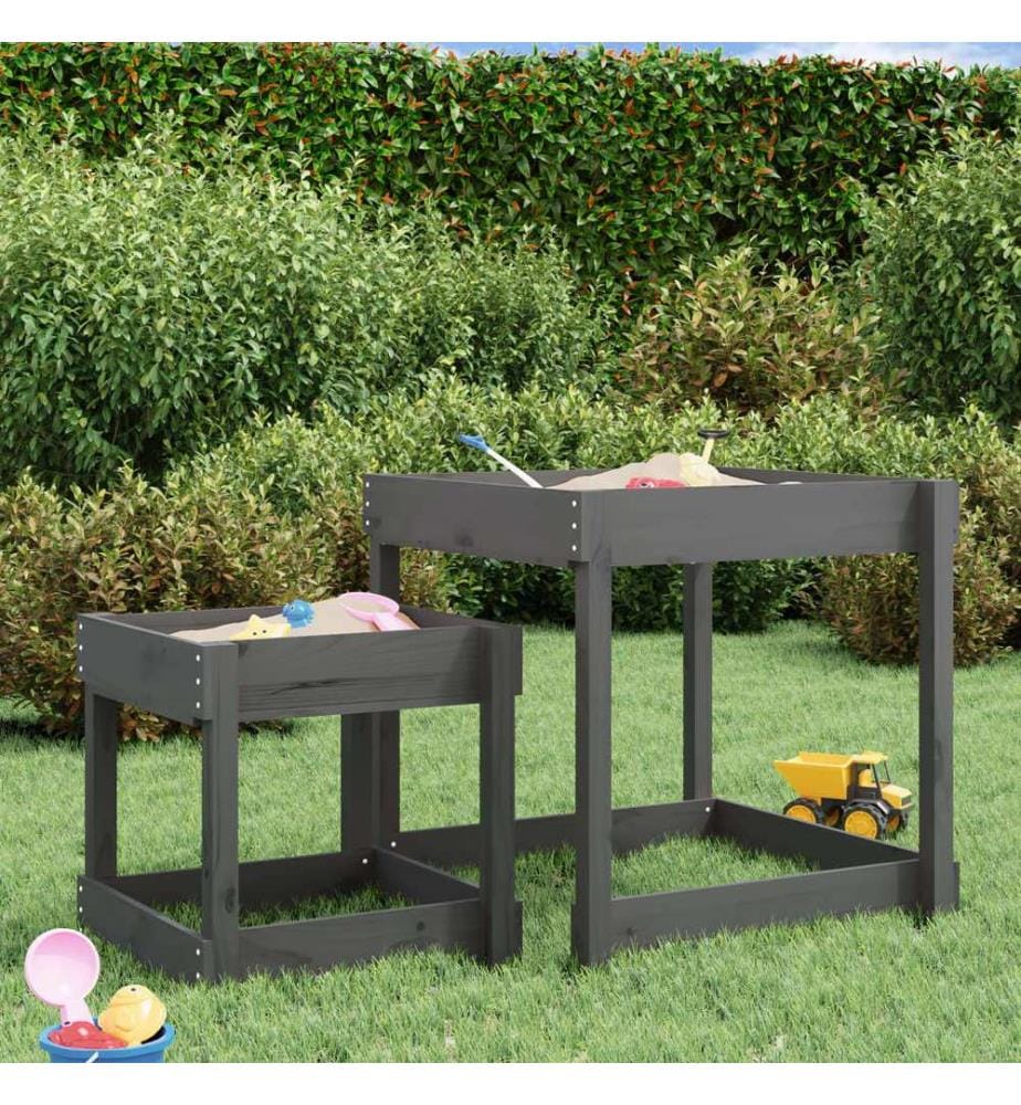 Tables à sable 2 pcs gris bois de pin massif