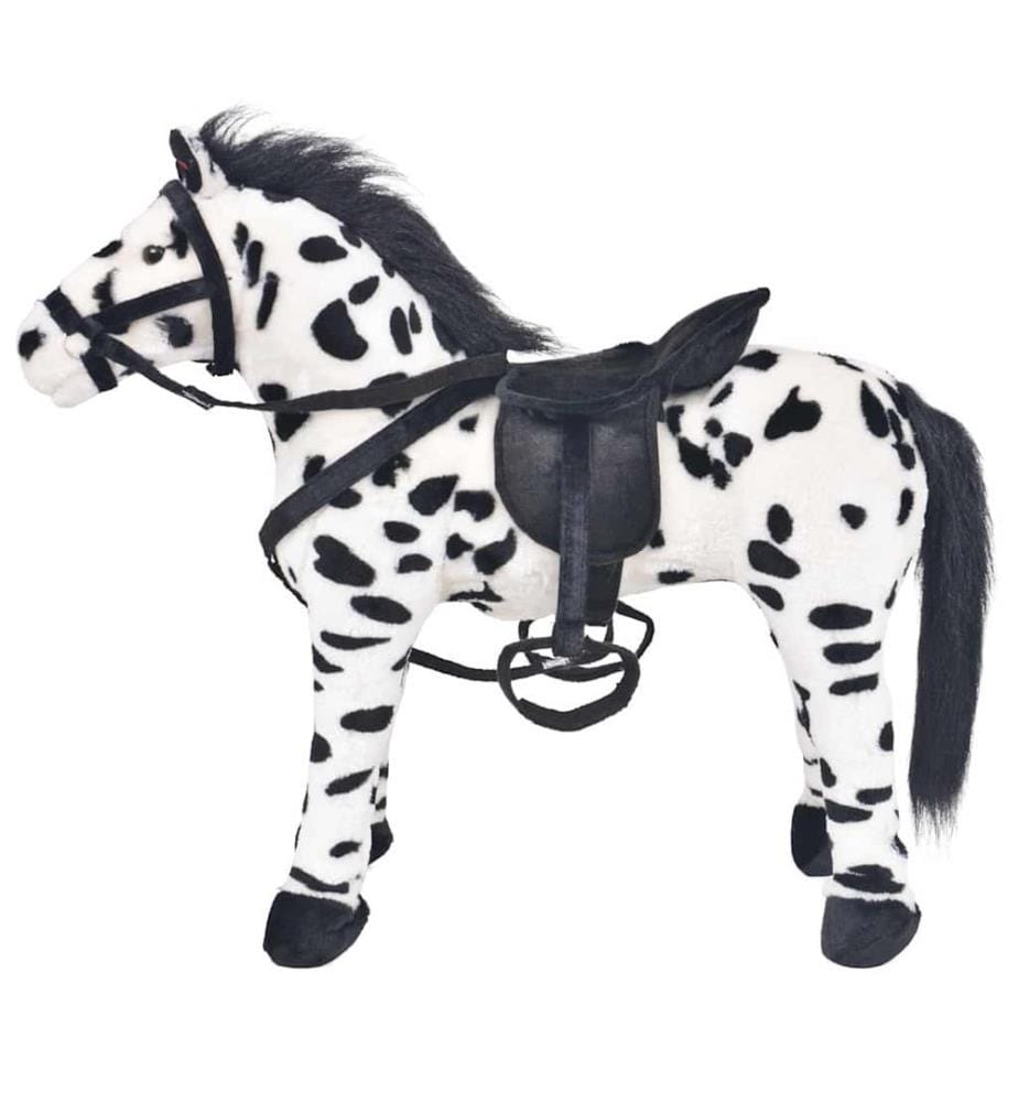 Plüschtier Stehend Pferd Schwarz und Weiss XXL