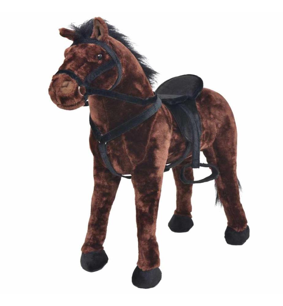 Plüschtier Pferd Stehend Plüsch Dunkelbraun XXL