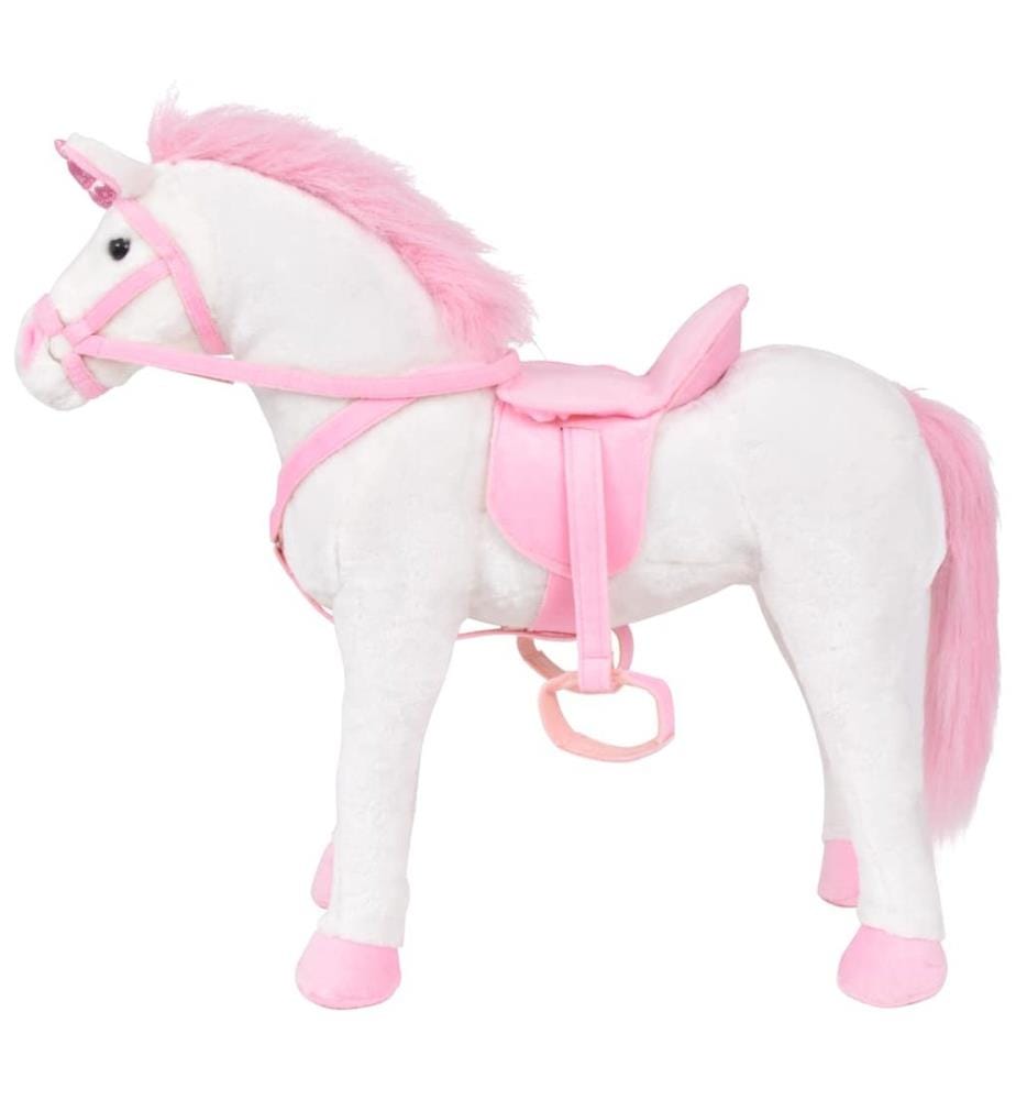 Plüschtier Einhorn Stehend Plüsch Weiss und Rosa XXL