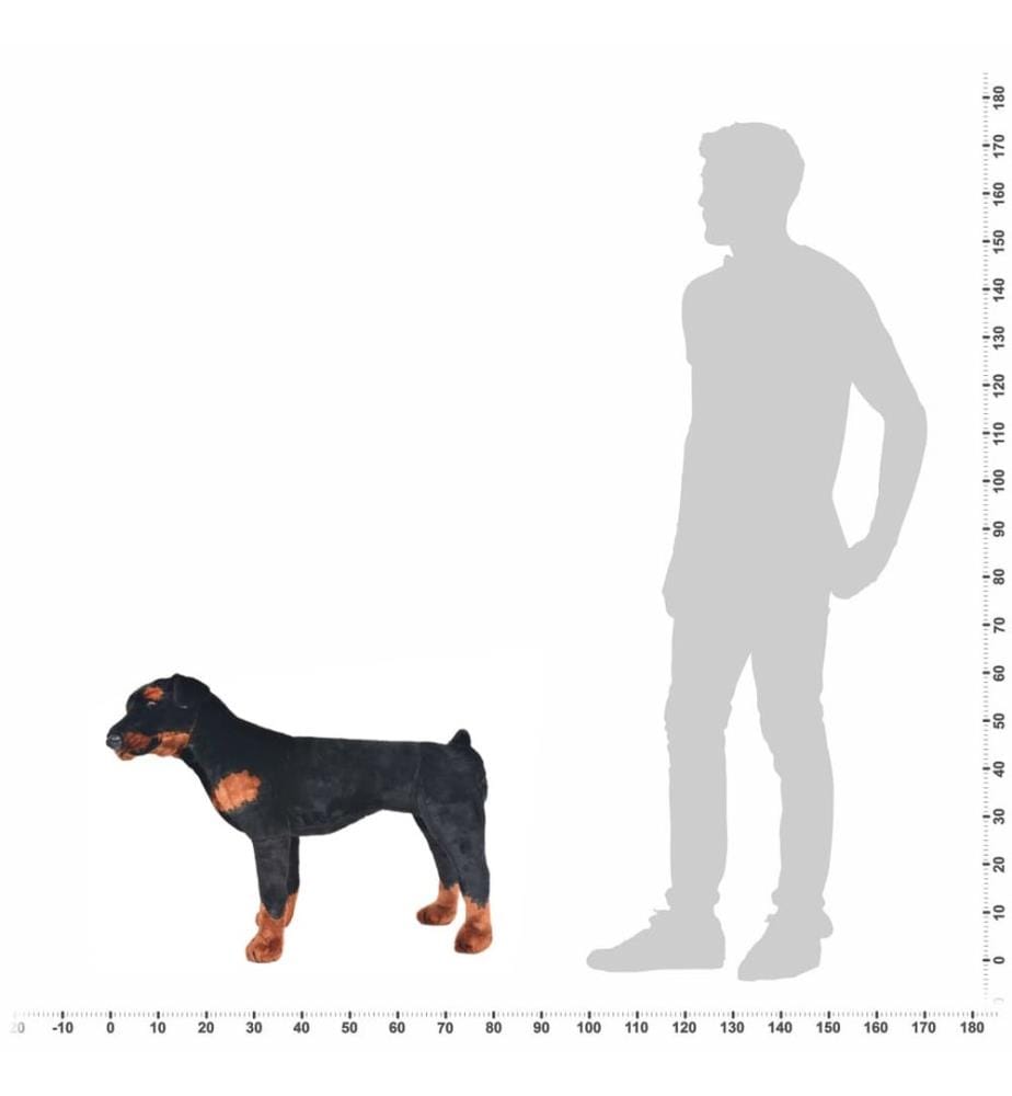 Plüschtier Hund Rottweiler Stehend Plüsch Schwarz und Braun XXL