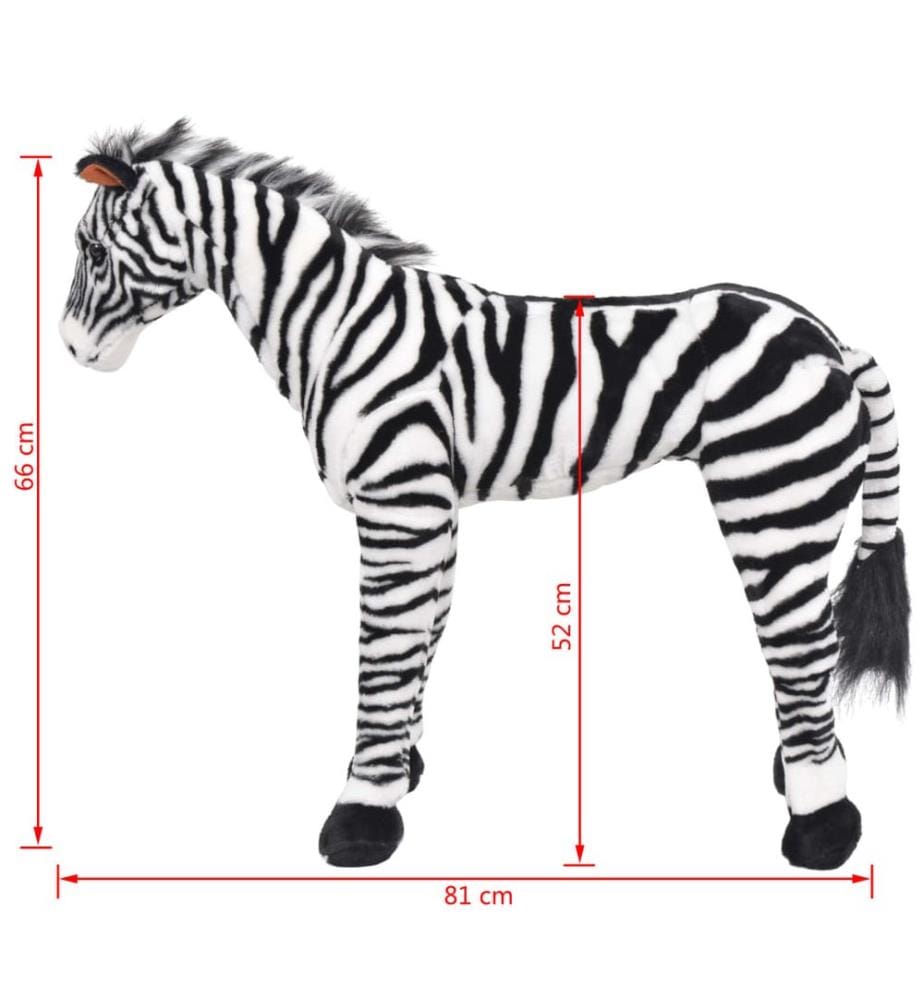 Plüschtier Zebra Stehend Plüsch Schwarz und Weiss XXL