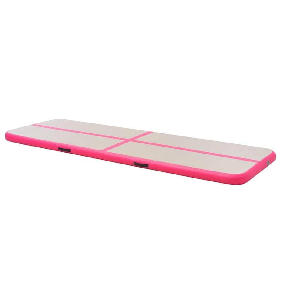Aufblasbare Gymnastikmatte mit Pumpe 400x100x10 cm PVC Rosa