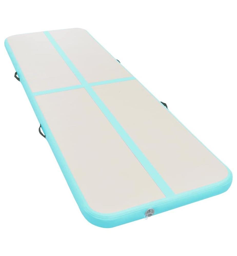 Aufblasbare Gymnastikmatte mit Pumpe 400x100x10 cm PVC Grün